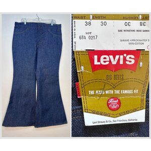 Vintage 1970s Levi’s 684 Big Bells Blue Jeans, Orange Tab, 37.5x30.5, Deadstock